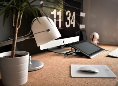 Office space with a Mac computer in 2022