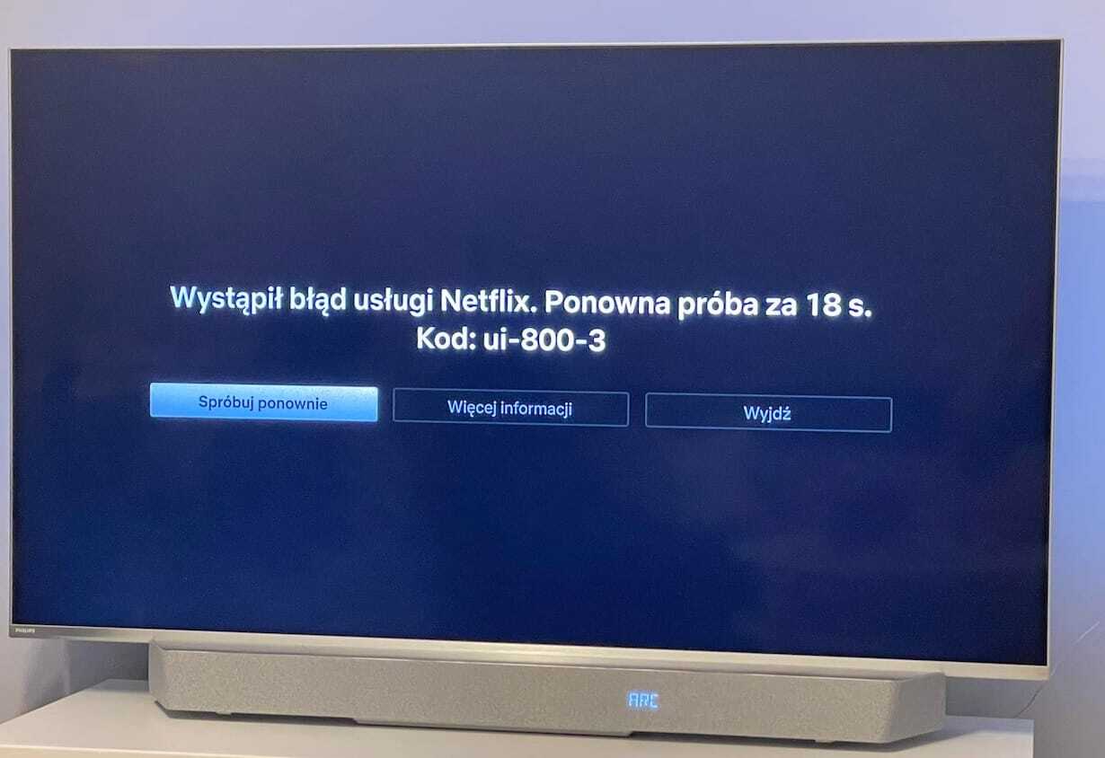 Awaria Netflix. Kod błędu UI-800-3. Netflix nie działa.