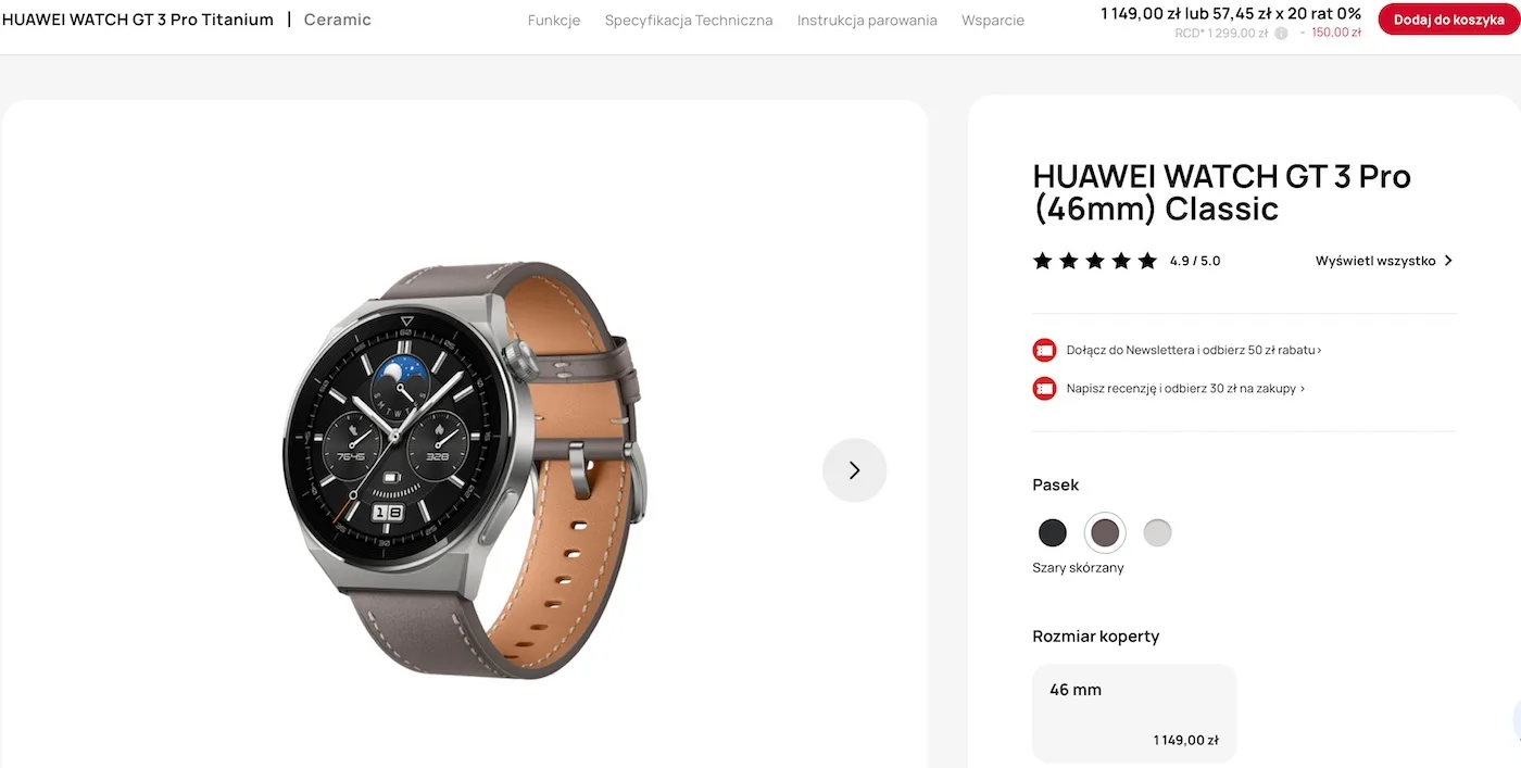 Huawei z promocją na zegarki! Ceny aż głowa mała! Źródło: Huawei.pl
