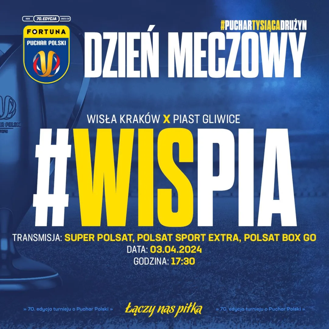 Półfinał Pucharu Polski 2024. Wisła Kraków - Piast Gliwice.