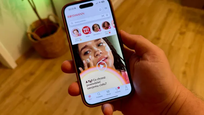 Aplikacja Rossmann zainstalowana na smartfonie Apple iPhone 16.