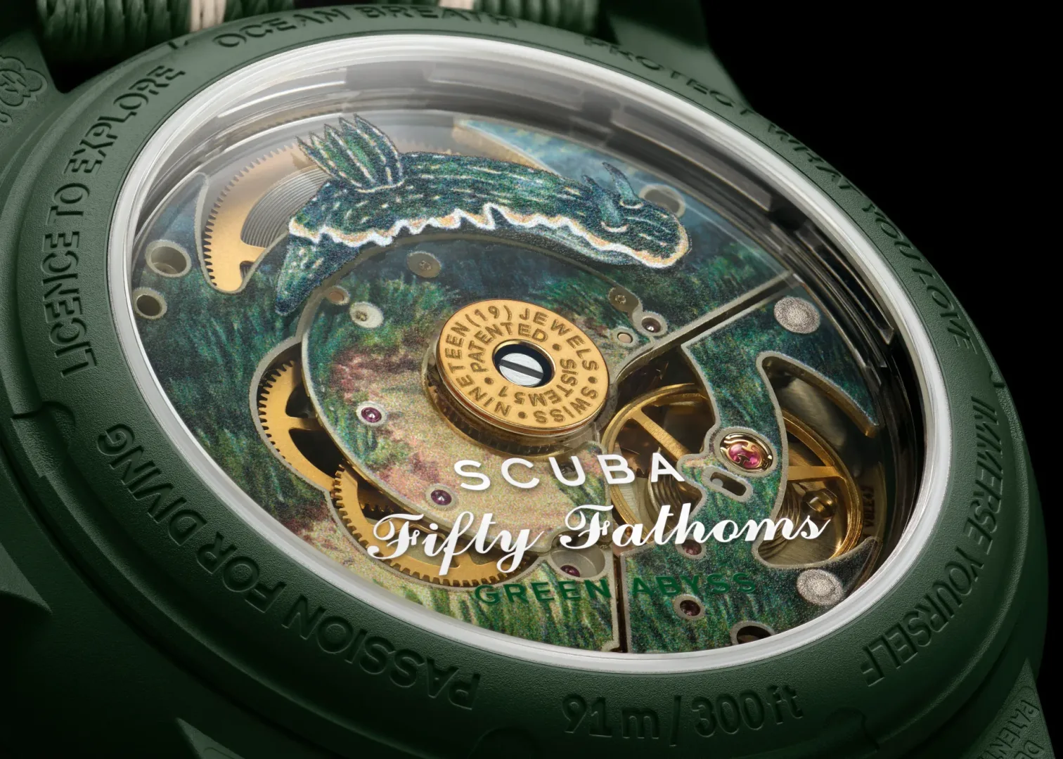 Green Abyss - nurkuj w głębię z zegarkiem Blancpain x Swatch Green Abyss Blancpain x Swatch Bioceramic Scuba Fifty Fathoms.