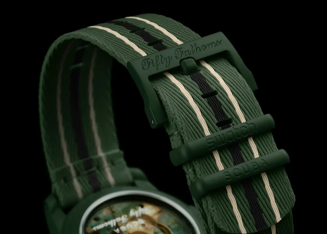 Green Abyss Blancpain x Swatch Bioceramic Scuba Fifty Fathoms.