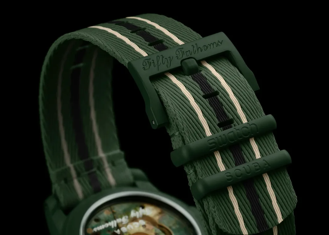 Green Abyss Blancpain x Swatch Bioceramic Scuba Fifty Fathoms.