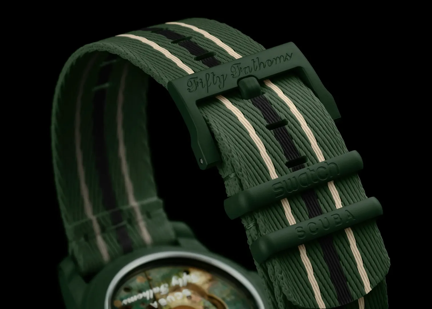 Green Abyss Blancpain x Swatch Bioceramic Scuba Fifty Fathoms.