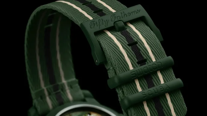 Green Abyss Blancpain x Swatch Bioceramic Scuba Fifty Fathoms.