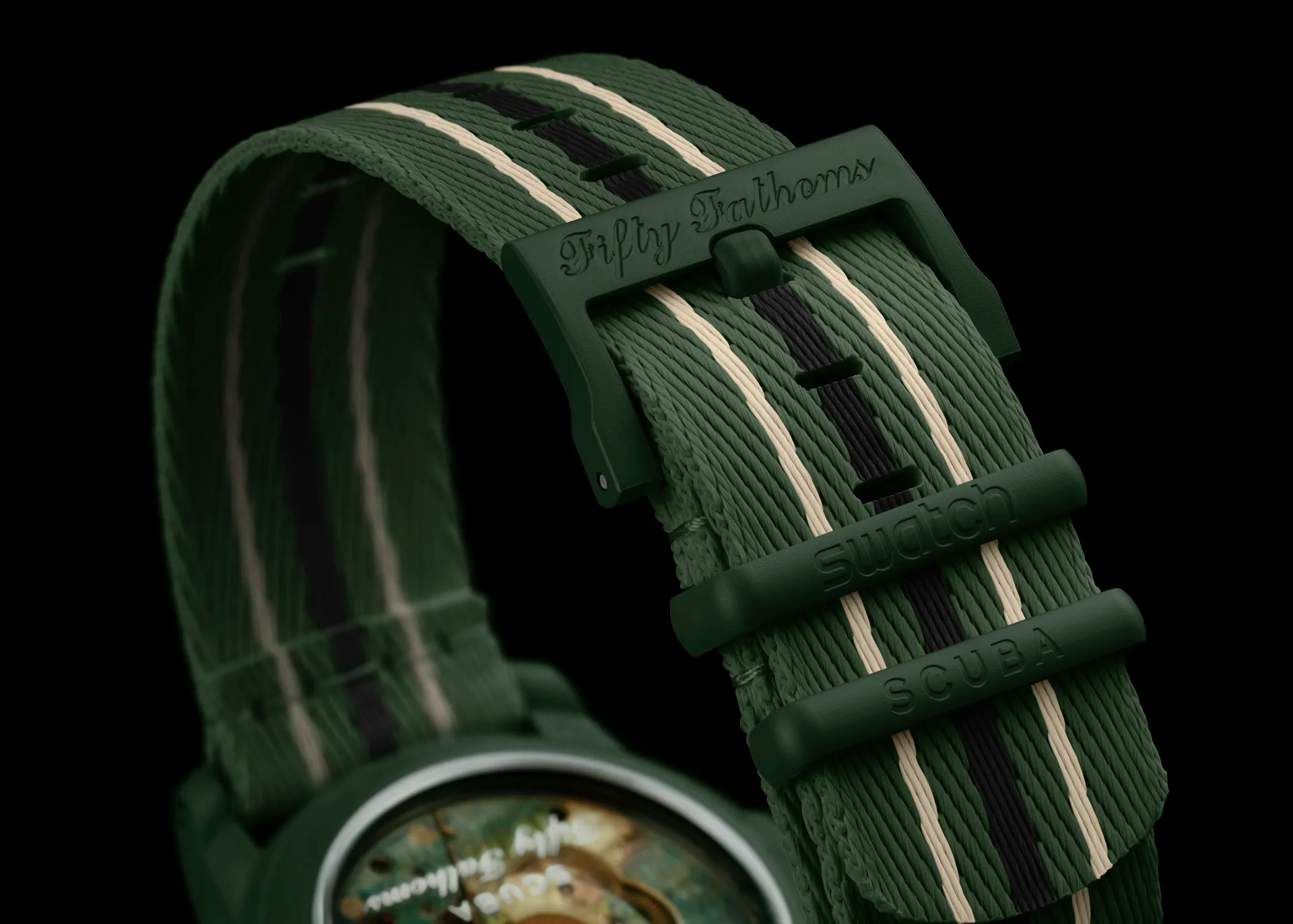 Green Abyss Blancpain x Swatch Bioceramic Scuba Fifty Fathoms.