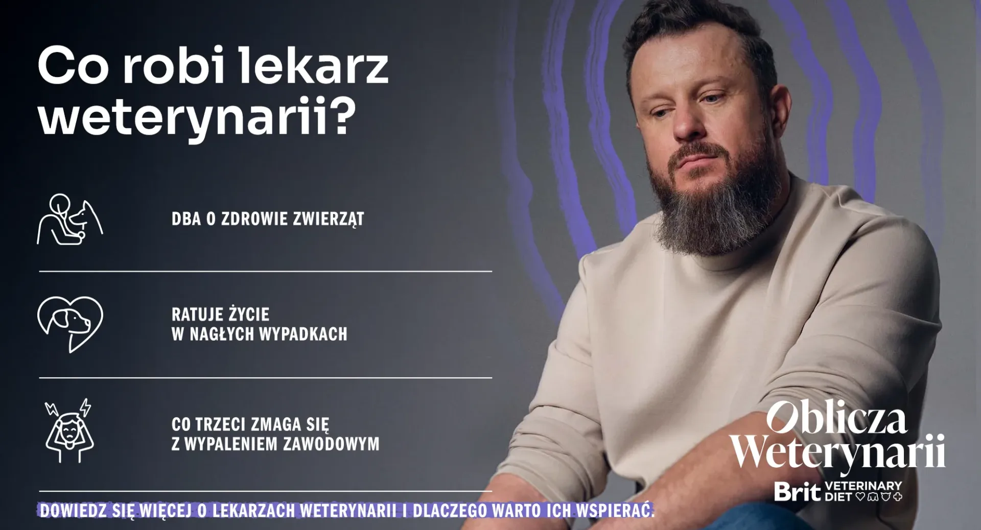 Weterynarz też człowiek - czas to wreszcie zauważyć! Kampania społeczna „Oblicza Weterynarii” właśnie ruszyła. Weterynarz też człowiek. Kampania społeczna „Oblicza Weterynarii”.