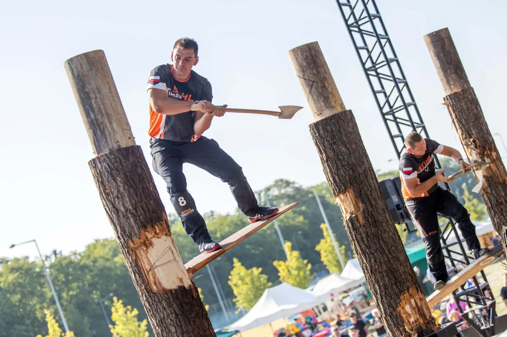 Mistrzostwa Polski STHIL TIMBERSPORT 2025. Kiedy? Zobacz! Mistrzostwa Polski STHIL TIMBERSPORT 2025. Na zdjęciu Kamil Dubicki.