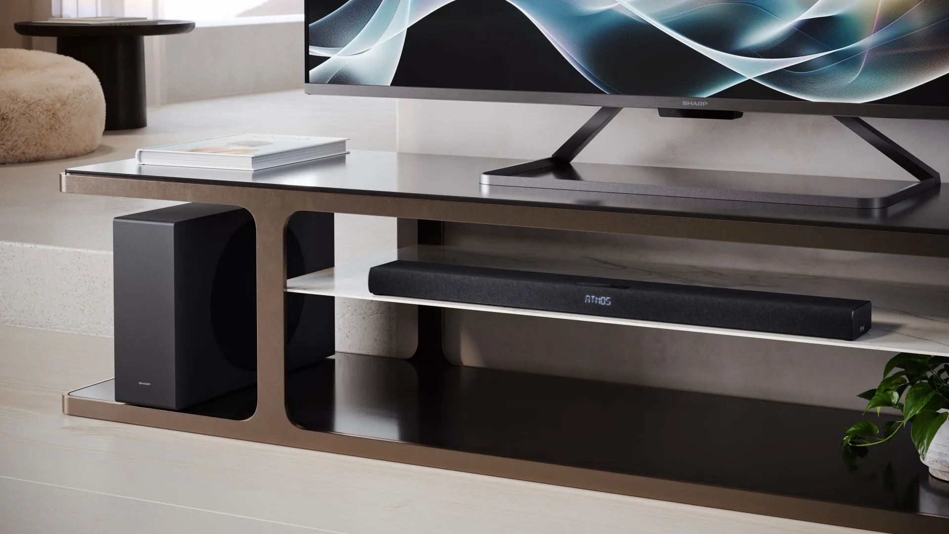 Dwa soundbary Sharp z Dolby Atmos HT-SBW320 i HT-SB304.