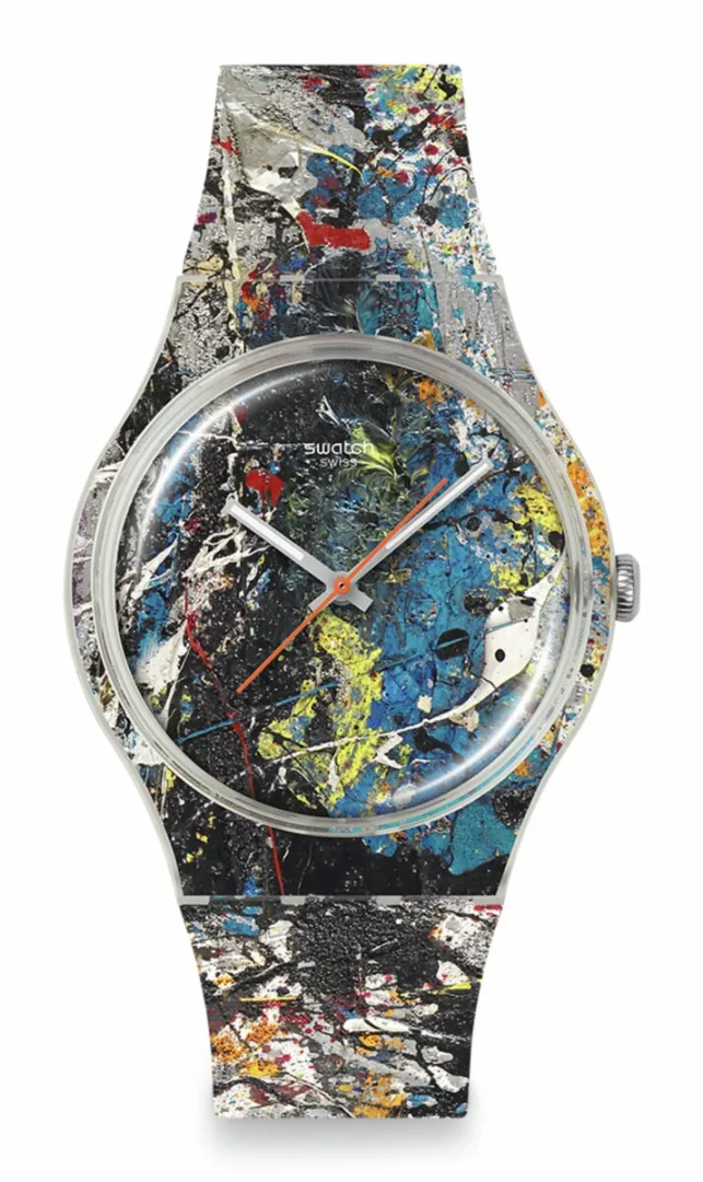 Swatch x Guggenheim: zegarki inspirowane słynnymi dziełami Zegarek z kolekcji Swatch × Guggenheim - Pollocks Alchemy.