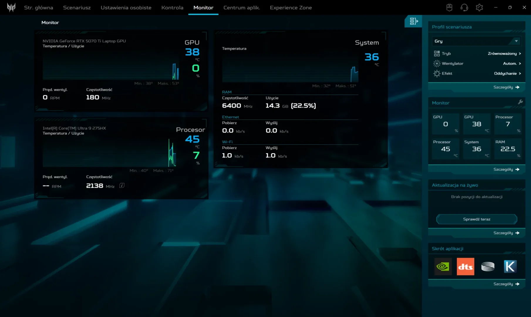 Predator Helios Neo 16S AI. Topowy sprzęt do grania i pracy Aplikacja PredatorSense