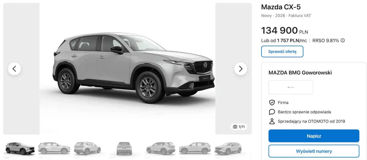 Japoński SUV Mazda CX-5 w ofercie promocyjnej jednego z dealerów
